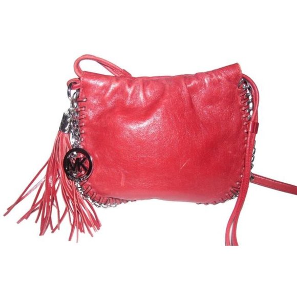 Michael Kors Handbags - Michael Kors Circular Red Leather Crossbody